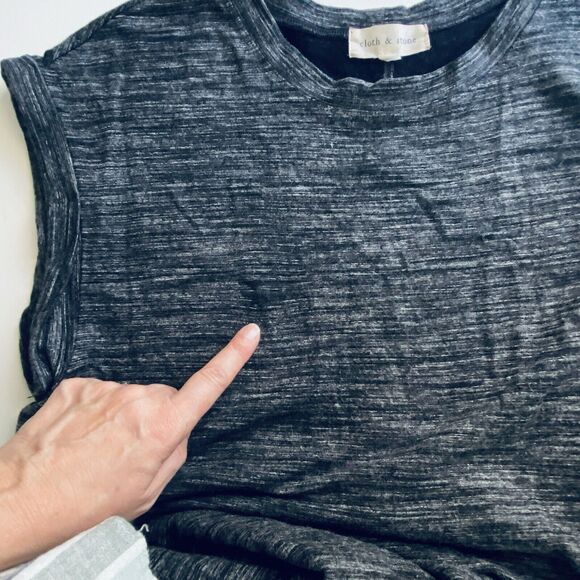 Anthropologie Cloth & Stone Dress XL Gray Heather Cap Sleeve Shift Stretch - Picture 6 of 6